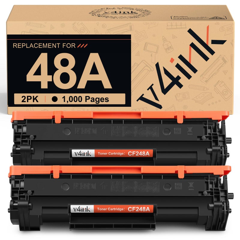 v4ink 2PK CF248A Toner Cartridge Black Compatible Replacement for HP 48A Toner Cartridge Black Ink for HP LaserJet Pro M15 M15W M28W M29W MFP M14-M17 M28-M31 M29 W2G51A Y5S53A Toner Printer - Image 1